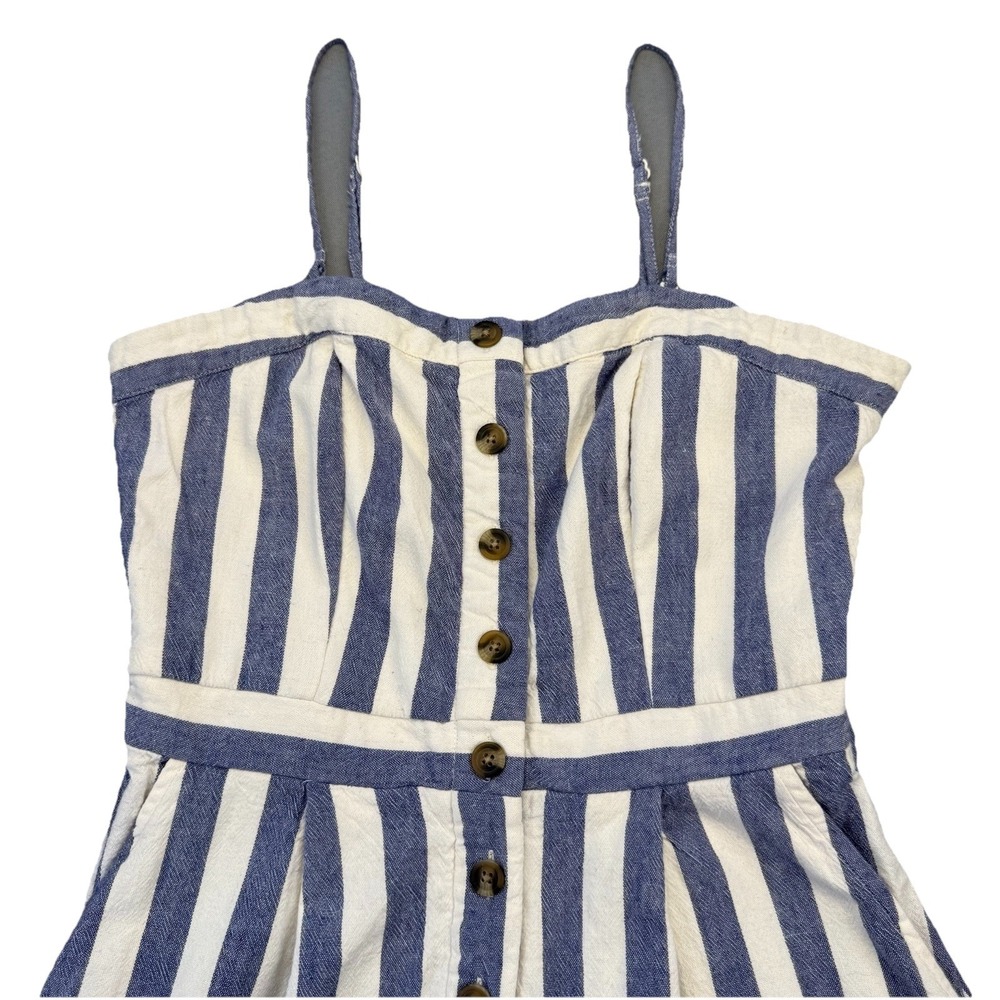 American Eagle Striped Jumpsuit Women's M Wide Leg Soft Comfy White Blue Preppy